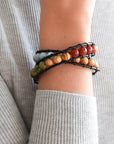 Mixed Crystal Wrap Bracelet with Olive Wood DesignsbyNatureGems