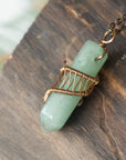 Natural Green Aventurine Antique Bronze Crystal Pendant Necklace Hexagonal Designs by Nature Gems