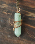 Natural Green Aventurine Antique Bronze Crystal Pendant Necklace Hexagonal Designs by Nature Gems