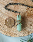 Natural Green Aventurine Antique Bronze Crystal Pendant Necklace Hexagonal Designs by Nature Gems