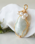 (NEW) Jade and Pearl Pendant - Gold Necklace Designs by Nature Gems