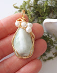 (NEW) Jade and Pearl Pendant - Gold Necklace Designs by Nature Gems