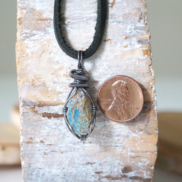 (New) Men's Fire Opal Pendant Necklace - Antiqued Silver DesignsbyNatureGems
