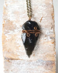 Obsidian Arrowhead Necklace - Antique Bronze DesignsbyNatureGems