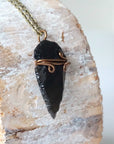 Obsidian Arrowhead Necklace - Antique Bronze DesignsbyNatureGems