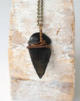 Obsidian Arrowhead Necklace - Antique Bronze DesignsbyNatureGems