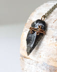 Obsidian Arrowhead Necklace - Antique Bronze DesignsbyNatureGems