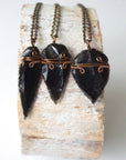 Obsidian Arrowhead Necklace - Antique Bronze DesignsbyNatureGems