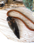 Obsidian Arrowhead Pendant Necklace - Antique Bronze DesignsbyNatureGems