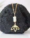 Opal Gold Lotus Necklace Designs by Nature Gems