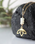 Opal Gold Lotus Necklace Designs by Nature Gems