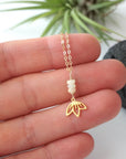Opal Gold Lotus Necklace Designs by Nature Gems