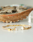 Pearl and Moonstone Bracelet - Gold Plated Designs by Nature Gems