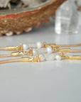 Pearl and Moonstone Bracelet - Gold Plated Designs by Nature Gems