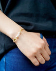 Pearl and Moonstone Bracelet - Gold Plated Designs by Nature Gems