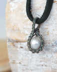 Pearl Charm Necklace - Antiqued Sterling Silver Designs by Nature Gems
