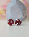 Pink Ruby - Huggie Stud Earrings - Sterling Silver Designs by Nature Gems