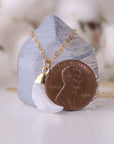 Rainbow Moonstone Necklace - 14K Gold Filled Crescent Moon Charm DesignsbyNatureGems