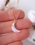 Rainbow Moonstone Necklace - 14K Gold Filled Crescent Moon Charm DesignsbyNatureGems