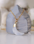 Rainbow Moonstone Necklace - 14K Gold Filled Crescent Moon Charm DesignsbyNatureGems