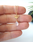 Rainbow Moonstone Necklace - 14K Gold-Filled Lotus Pendant DesignsbyNatureGems