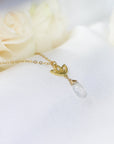 Rainbow Moonstone Necklace - 14K Gold-Filled Lotus Pendant DesignsbyNatureGems