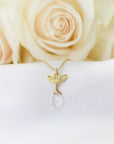 Rainbow Moonstone Necklace - 14K Gold-Filled Lotus Pendant DesignsbyNatureGems