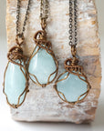 Raw Aquamarine Crystal Necklace - Antique Bronze DesignsbyNatureGems