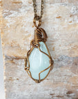Raw Aquamarine Crystal Necklace - Antique Bronze DesignsbyNatureGems