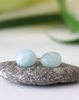 Raw Aquamarine Crystal Stud Earrings DesignsbyNatureGems