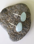 Raw Aquamarine Crystal Stud Earrings DesignsbyNatureGems