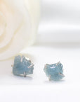Raw Aquamarine Earrings - Sterling Silver Wire Wrapped Earrings DesignsbyNatureGems