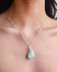 Raw Aquamarine Necklace in Sterling Silver DesignsbyNatureGems