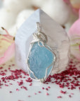 Raw Aquamarine Necklace in Sterling Silver DesignsbyNatureGems