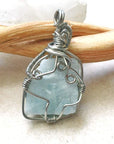 Raw Blue Aquamarine Crystal Necklace - March Birthstone Pendant DesignsbyNatureGems
