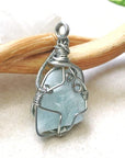 Raw Blue Aquamarine Crystal Necklace - March Birthstone Pendant DesignsbyNatureGems