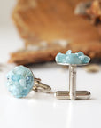 Raw Blue Aquamarine Cufflinks DesignsbyNatureGems