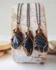 Raw Blue Tiger's Eye Pendant Necklace - Antique Bronze DesignsbyNatureGems