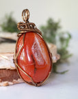 Raw Carnelian Necklace -Wire Wrapped Healing Crystal Pendant DesignsbyNatureGems