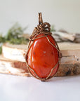 Raw Carnelian Necklace -Wire Wrapped Healing Crystal Pendant DesignsbyNatureGems