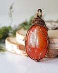 Raw Carnelian Necklace -Wire Wrapped Healing Crystal Pendant DesignsbyNatureGems