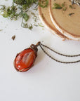Raw Carnelian Necklace -Wire Wrapped Healing Crystal Pendant DesignsbyNatureGems