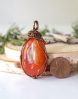 Raw Carnelian Necklace -Wire Wrapped Healing Crystal Pendant DesignsbyNatureGems