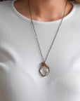 Raw Clear Quartz Pendant Necklace - Gunmetal Wire Wrapped - April Birthstone DesignsbyNatureGems