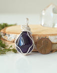Raw Dark Amethyst Necklace - Silver Wire Wrapped DesignsbyNatureGems