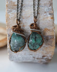 Raw Emerald Crystal Necklace - Silver and Bronze Wire DesignsbyNatureGems