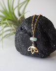Raw Emerald Lotus Necklace - 14k Gold-Filled DesignsbyNatureGems