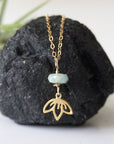 Raw Emerald Lotus Necklace - 14k Gold-Filled DesignsbyNatureGems