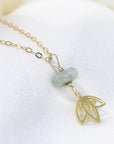 Raw Emerald Lotus Necklace - 14k Gold-Filled DesignsbyNatureGems
