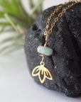 Raw Emerald Lotus Necklace - 14k Gold-Filled DesignsbyNatureGems
